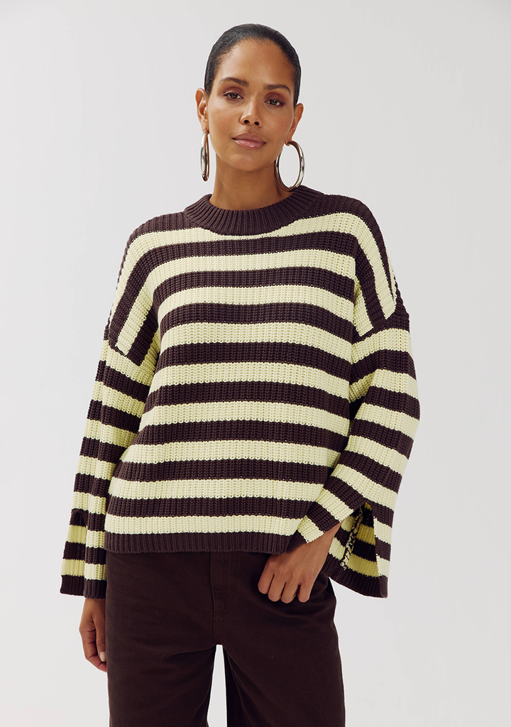 HARPER AND YVE - "ALICE" YELLOW AND BROWN SWEATER