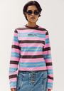 HARPER AND YVE - T-SHIRT LONGUES MANCHES "TAMMY" LIGNÉ ROSE/BLEU/BRUN