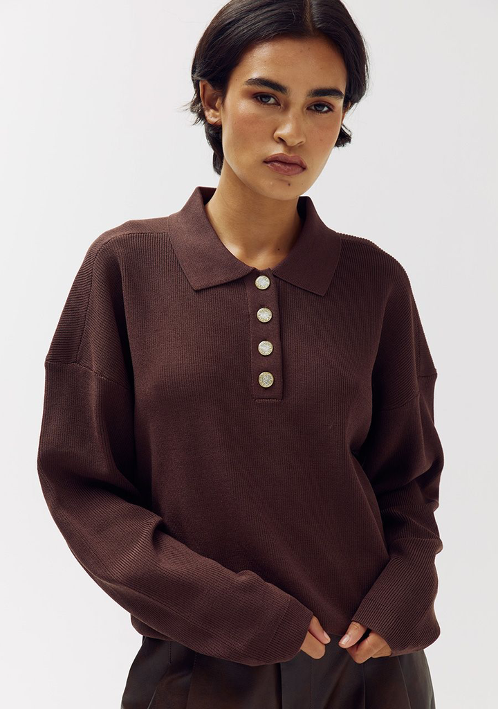 HARPER AND YVE - "BOBBY" LONG-SLEEVE T-SHIRT - BROWN
