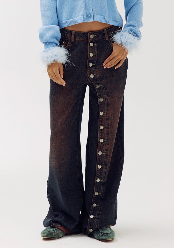 HARPER AND YVE - JEANS "ISE" BRUN DÉLAVÉ