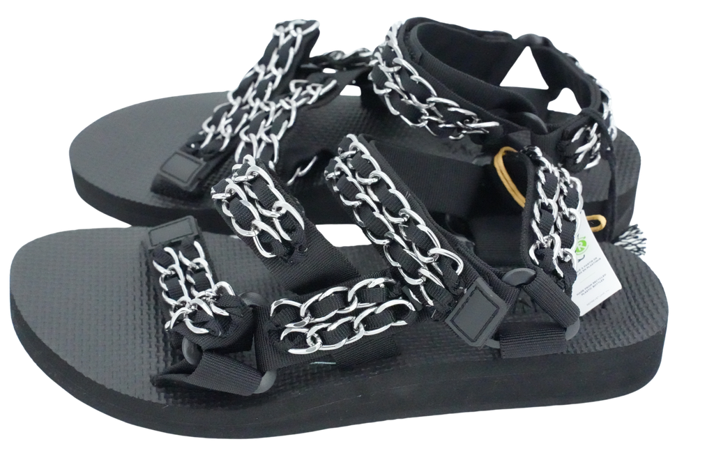 ARIZONA LOVE - BLACK AND SILVER "TREKKY CHAIN" SANDALS