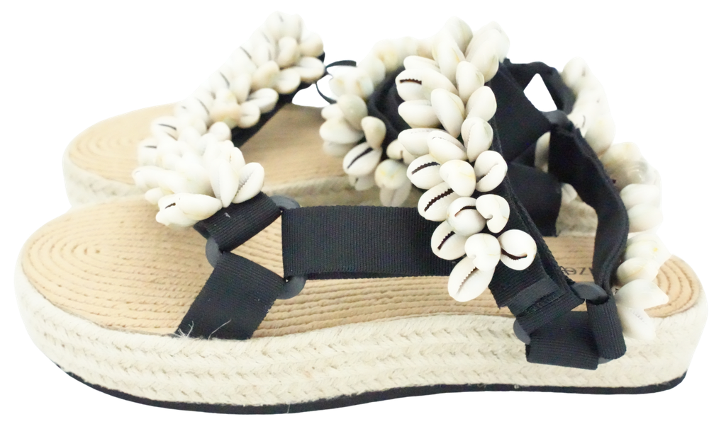 ARIZONA LOVE - SANDALES "TREKKY RAFFIA" NOIRES ET COQUILLAGES (36)