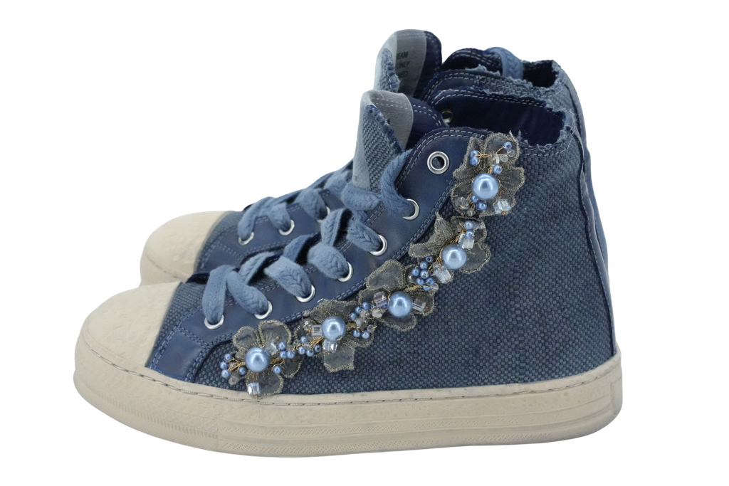 REBECCA WHITE - NAVY BLUE MID SNEAKERS
