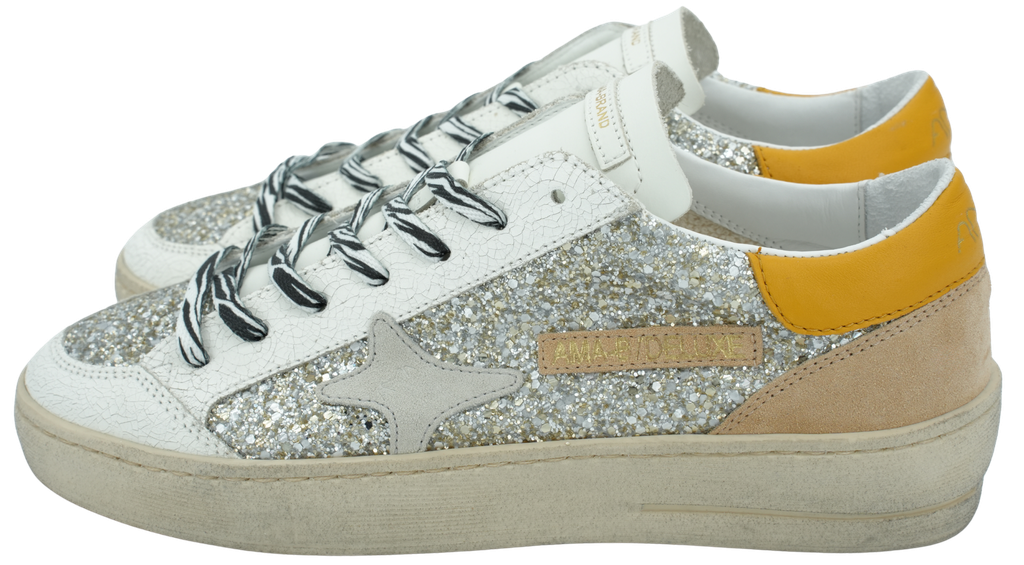 AMA BRAND - GLITZERNDE/GELBE „SLAM“-SNEAKERS (36)