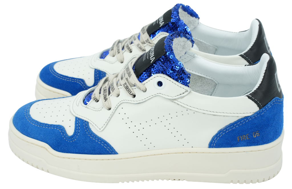 KIRRUNA - "FIRE 06" WHITE AND BLUE SNEAKERS