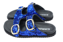 KIRRUNA - "CORDOBA 06" SANDALEN MET DUBBELE BANDJES EN BLAUWE PAILLETTEN