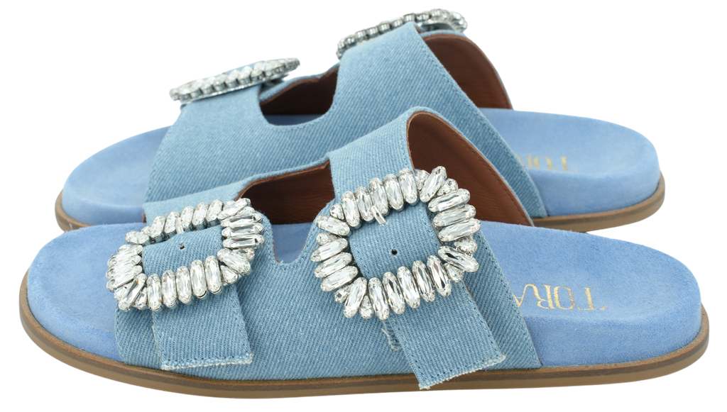 TORAL - TWO STRAP DENIM SANDALS