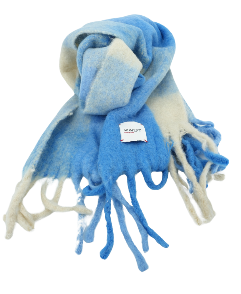 MOMENT - ÉCHARPE BLEUE ET BEIGE