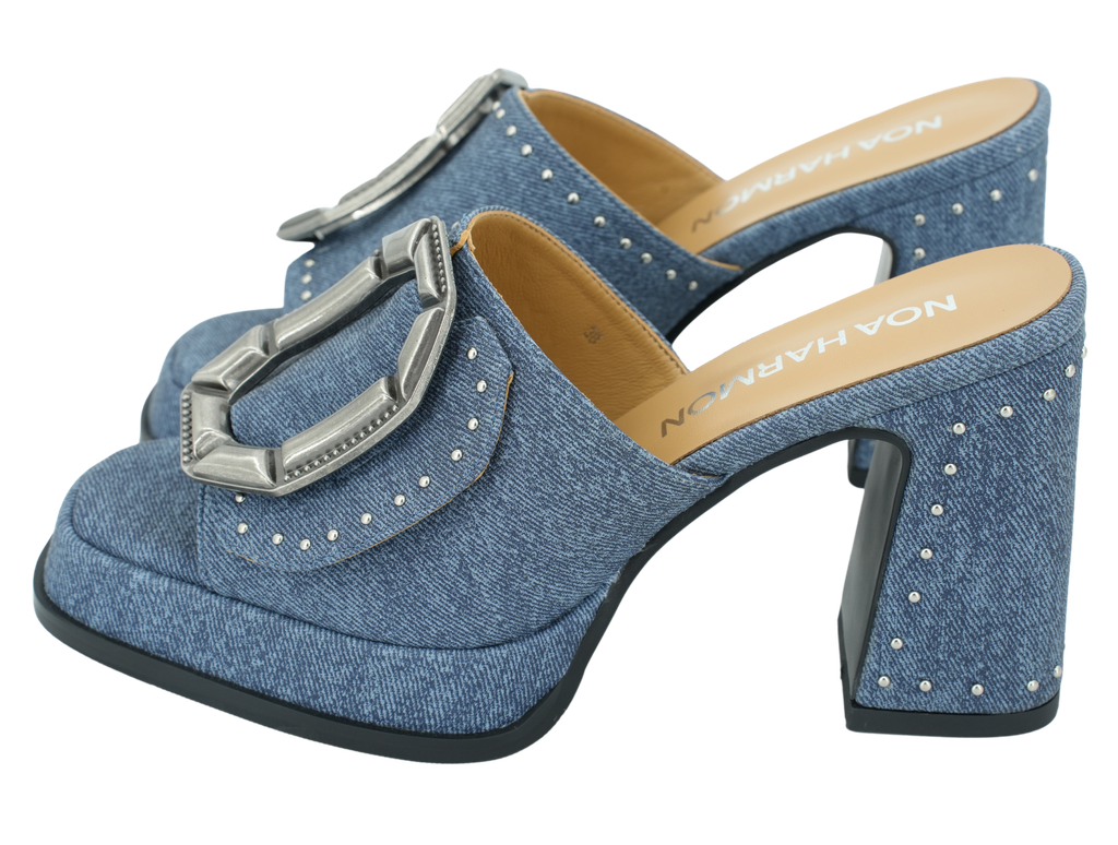 NOA HARMON - "GLORIA" JEANS HEELED MULES