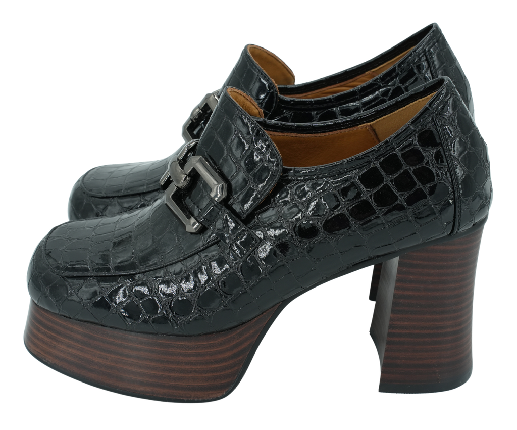 NOA HARMON - BLACK PLATFORM LOAFERS