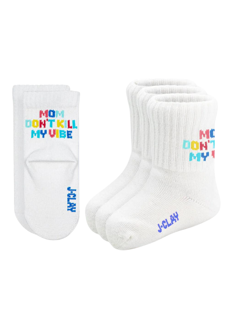 JCLAY - MOM DON'T KILL MY VIBE KIDS SOCKS (0-1)