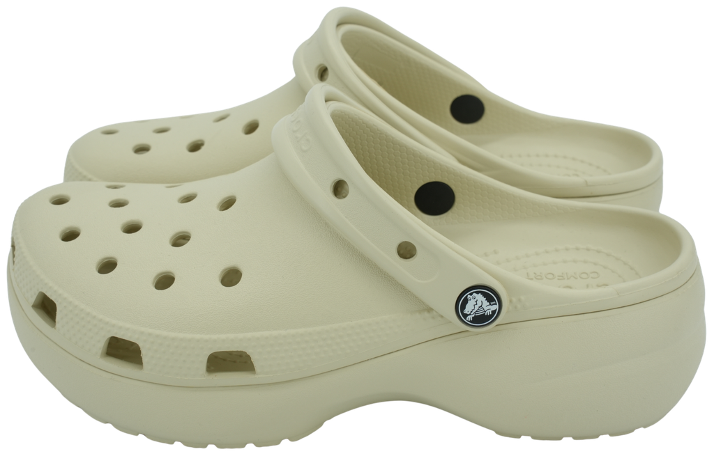 CROCS - CLASSIC PLATFORM BEIGE CLOGS