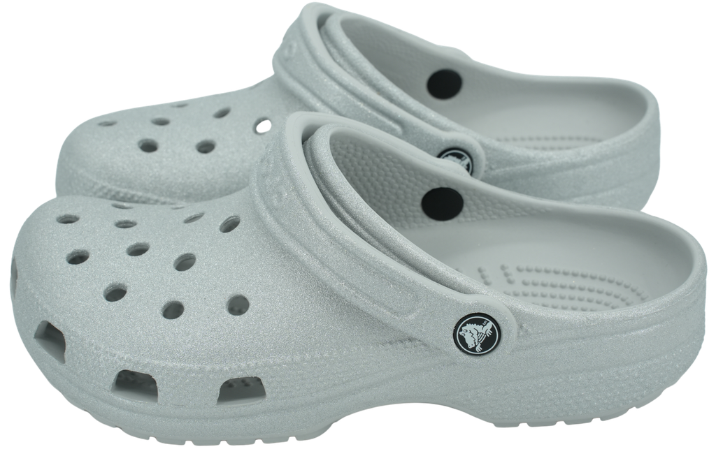 CROCS - KLASSIEKE ZILVEREN GLITTERKLOMPEN