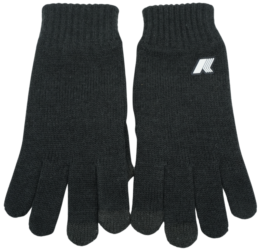 K-WAY - BLACK “ALFRED CARDIGAN STITCH WOOL” GLOVES