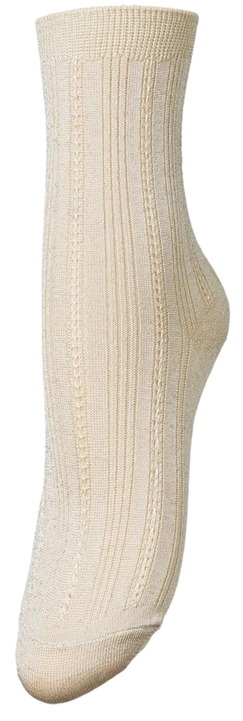 BECKSÖNDERGAARD -  BEIGE “DRAKE” GLITTER-SOKKEN
