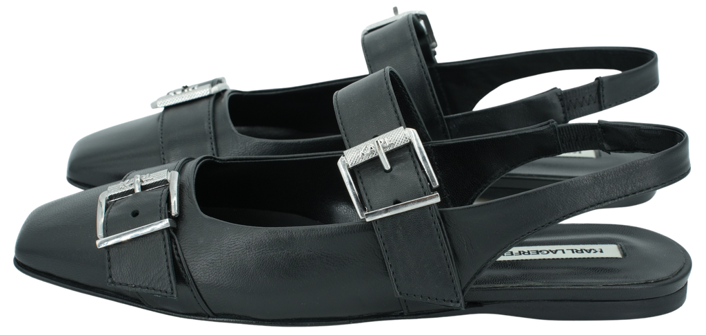 KARL LAGERFELD - "KONNIE" DOUBLE STRAP FLAT SANDALS