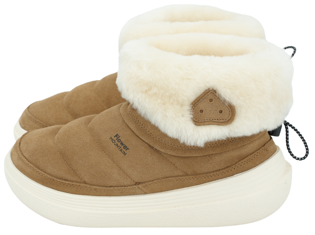 FLOWER MOUNTAIN - BEIGE "FAMI MID" FUR-LINED BOOTS