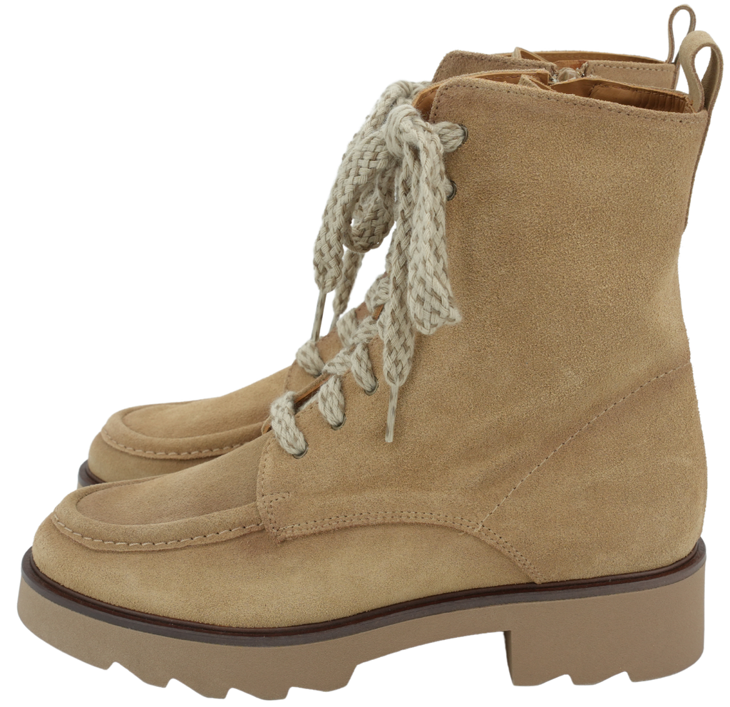 CTWLK - BEIGE LACE-UP ANKLE BOOTS