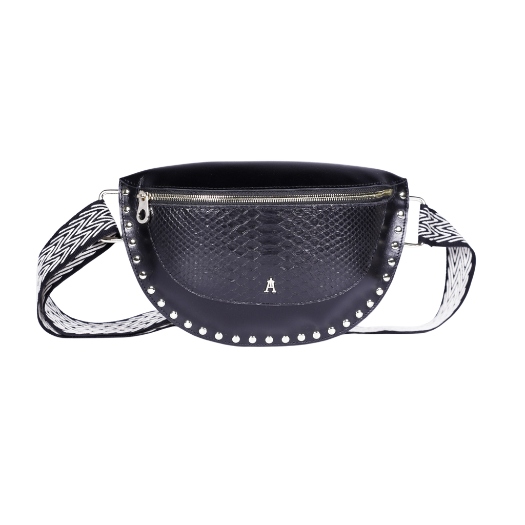 CRAIE STUDIO - GÜRTELTASCHE „SMILE“ AUS SCHWARZEM PYTHONLEDER
