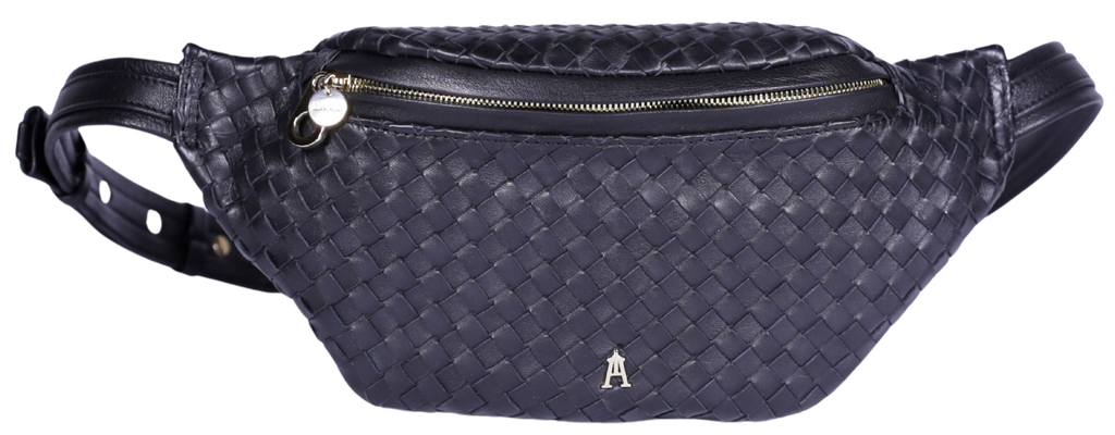 CRAIE STUDIO - SAC CEINTURE EN CUIR TRESSÉ NOIR
