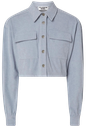COLOURFUL REBEL - BLOUSE COURTE VELOUR CÔTELÉ BLEU DOUX