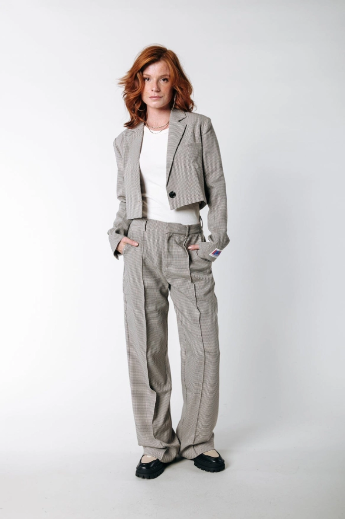 COLOURFUL REBEL - PANTALON "RUS CHECK" - MARRON CLAIR
