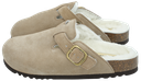 SCHOLL - SABOTS BEIGE FONCÉS FOURRÉS
