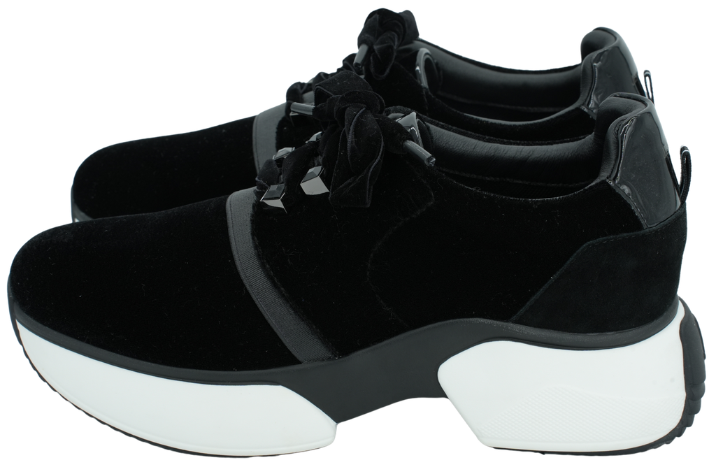 JEANNOT - ZWARTE FLUWELEN SNEAKERS