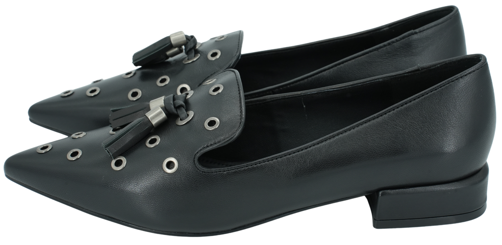 BRUNO PREMI - BLACK BALLERINAS WITH EYELETS
