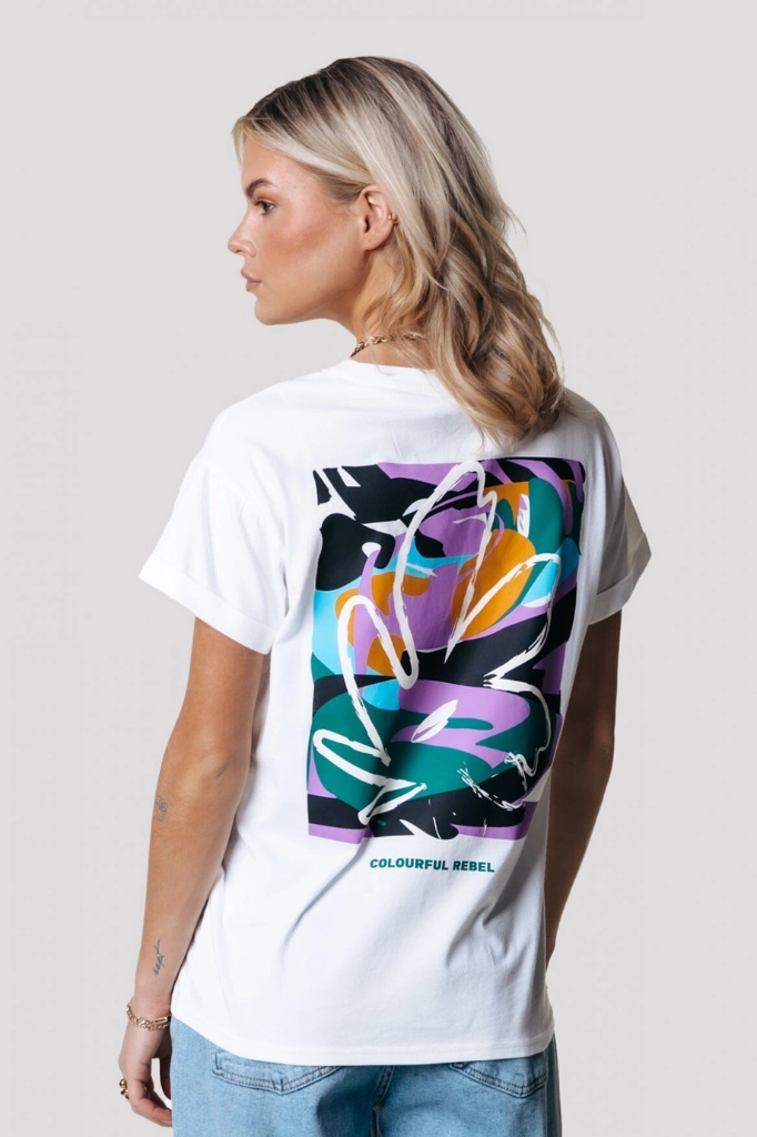 COLOURFUL REBEL - T-SHIRT À FLEURS ABSTRAITES - BLANC