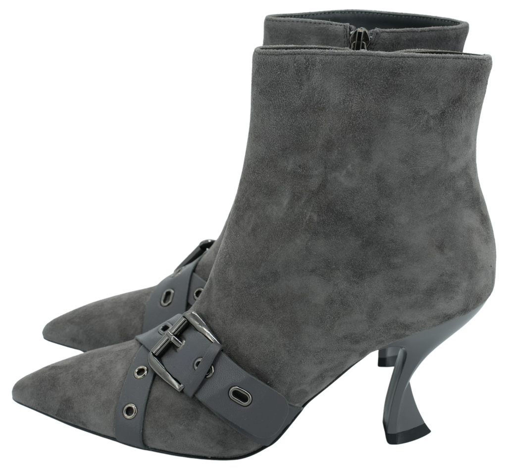 JEANNOT - BOOTS À TALONS GRIS SOURIS (36)
