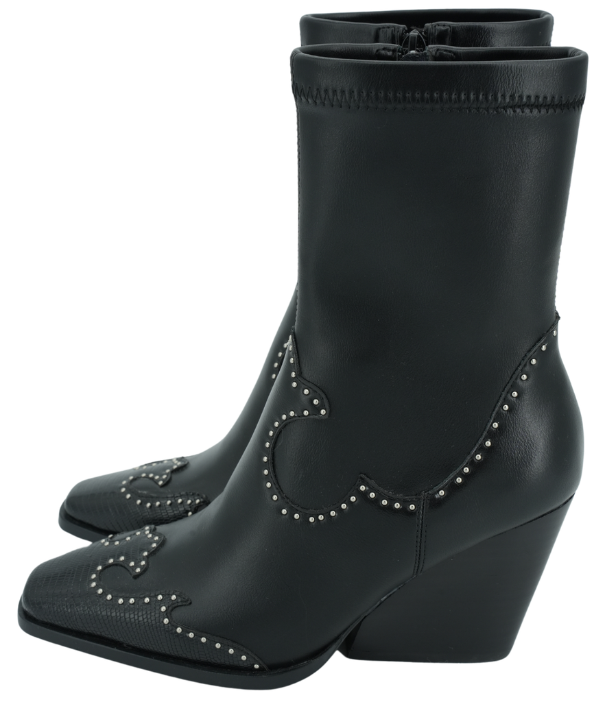 NOA HARMON - BLACK WESTERN "DENVER" ANKLE BOOTS