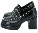 NOA HARMON - MOCASSINS À TALONS NOIRS CLOUTÉS "CLEMENTINE"