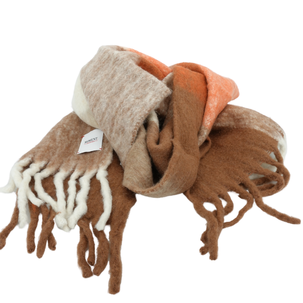 MOMENT - BROWN AND ORANGE "ELINE" SCARF