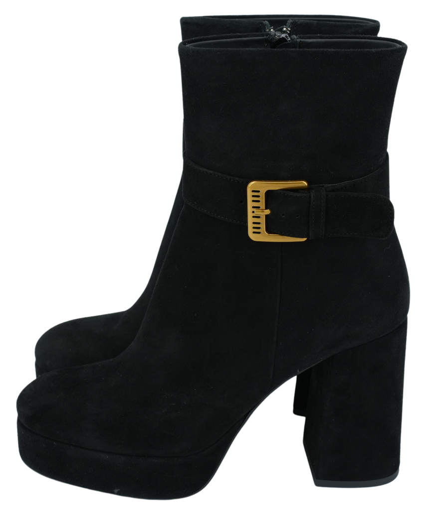 BRUNO PREMI - BOOTS NOIRS À TALONS VELOUR (36)