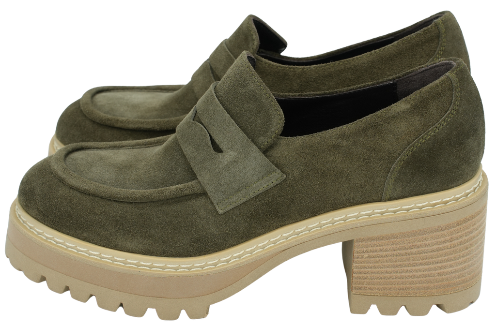 FAIRE - KHAKI HEELED MOCCASINS