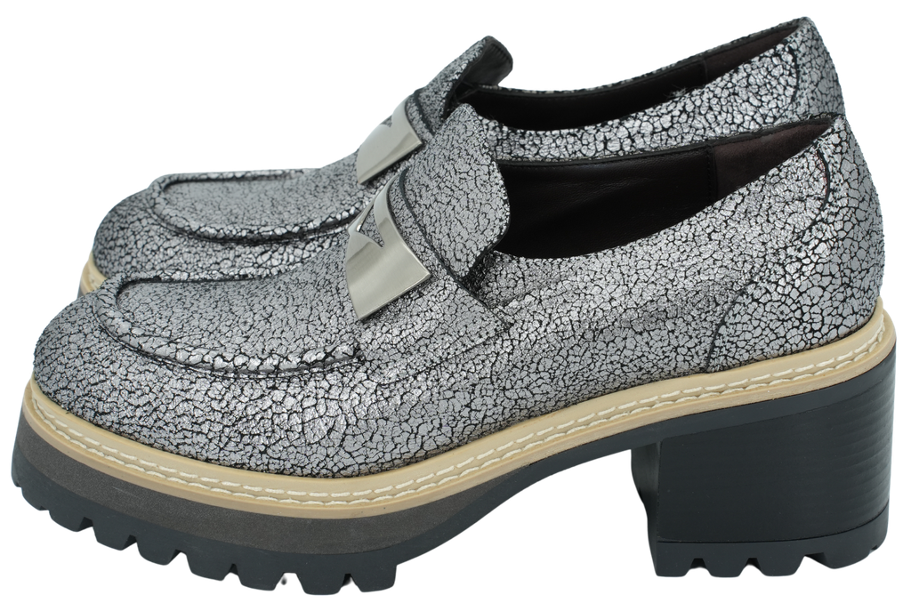 FAIRE - SILVER HIGH HEEL LOAFERS