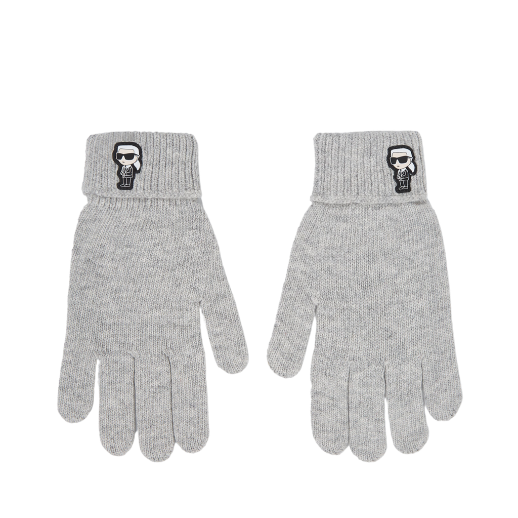 KARL LAGERFELD - GRIJZE “K/IKONIK” GEBREIDE HANDSCHOENEN