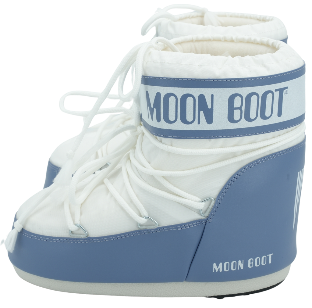 MOON BOOT - BOTTES ICON LOW EN NYLON BLEUES/BLANCHES