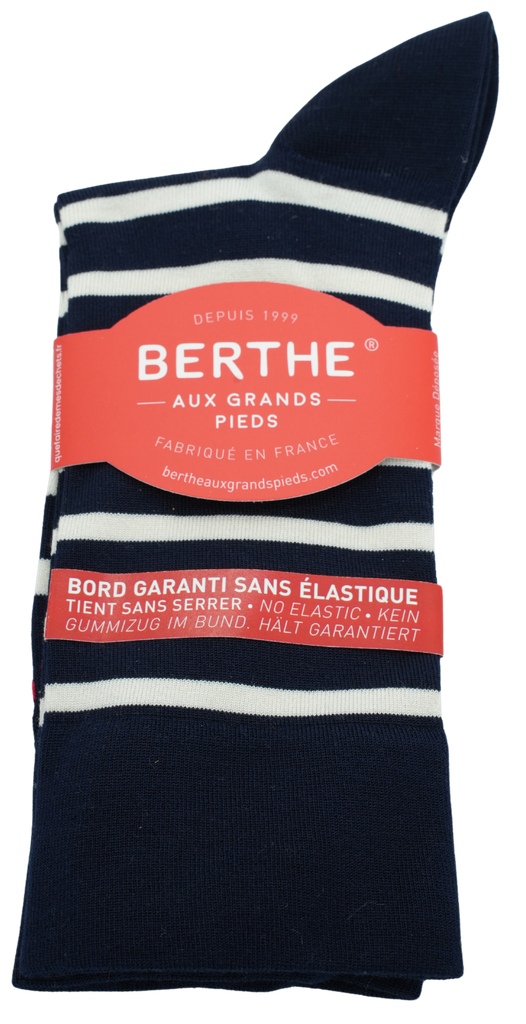 BERTHE AUX GRANDS PIEDS - GESTREIFTE SEIDENSOCKEN (Marine, 35-38)