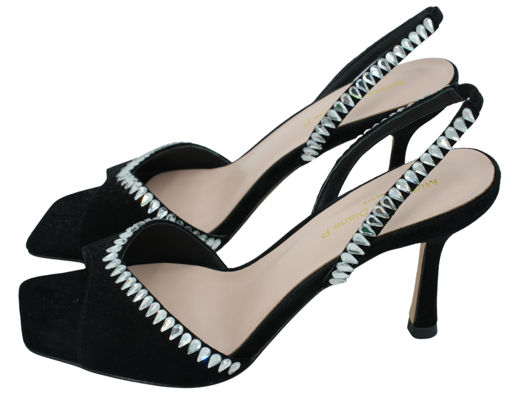 MI/MAI - BLACK "CRYSTAL" SANDALS (36)
