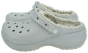 CROCS - SILVER SEQUINED FUR-LINED CLOGS