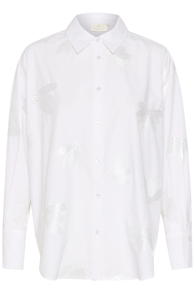 KAFFE - CHEMISE "KAELSA" À SEQUINS BLANCHE