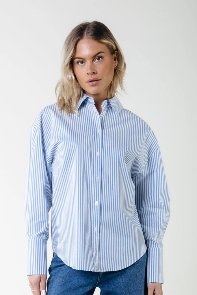 COLOURFUL REBEL - BLUE "TALIA" STRIPED SHIRT