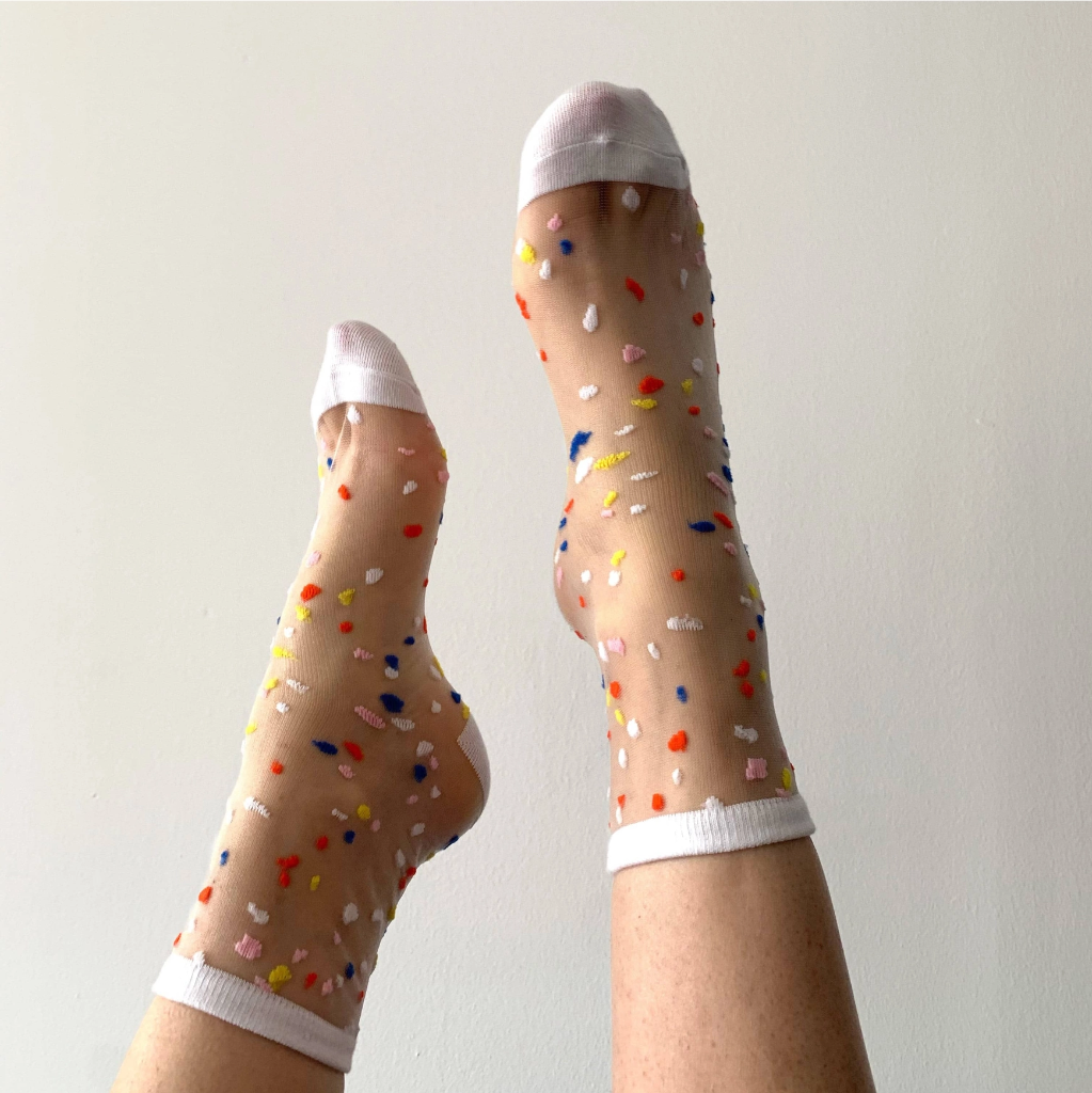 SOCKETTE - TRANSPARENTE SOCKEN KONFETTI