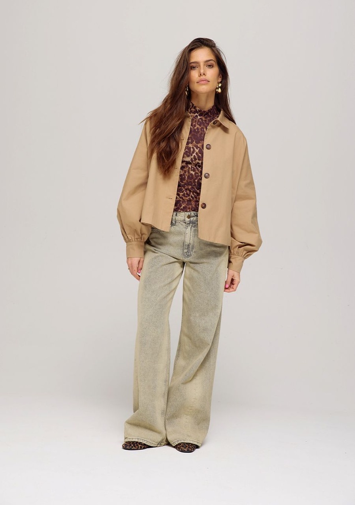 HARPER AND YVE - BEIGE AND LEOPARD "RYLEE" JACKET