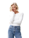 CATWALK JUNKIE - T-SHIRT LONGUES MANCHES CÔTELÉ BLANC