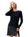 CATWALK JUNKIE - T-SHIRT LONGUES MANCHES CÔTELÉ NOIR