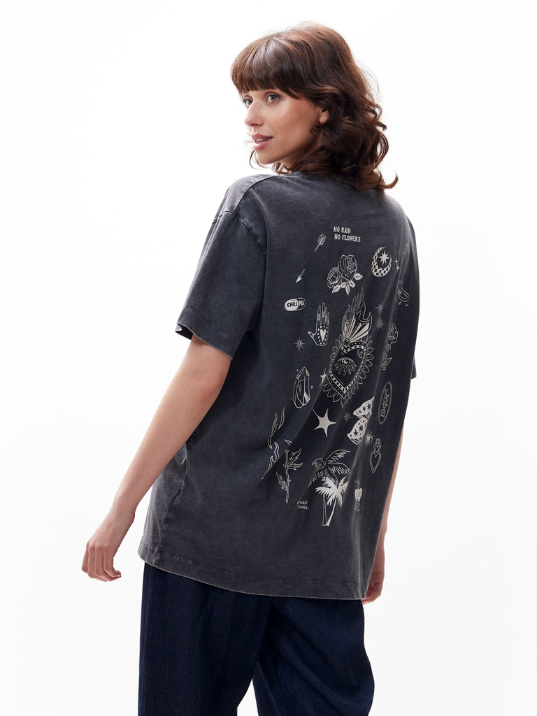 CATWALK JUNKIE - GRAY OVERSIZED GRAPHIC T-SHIRT