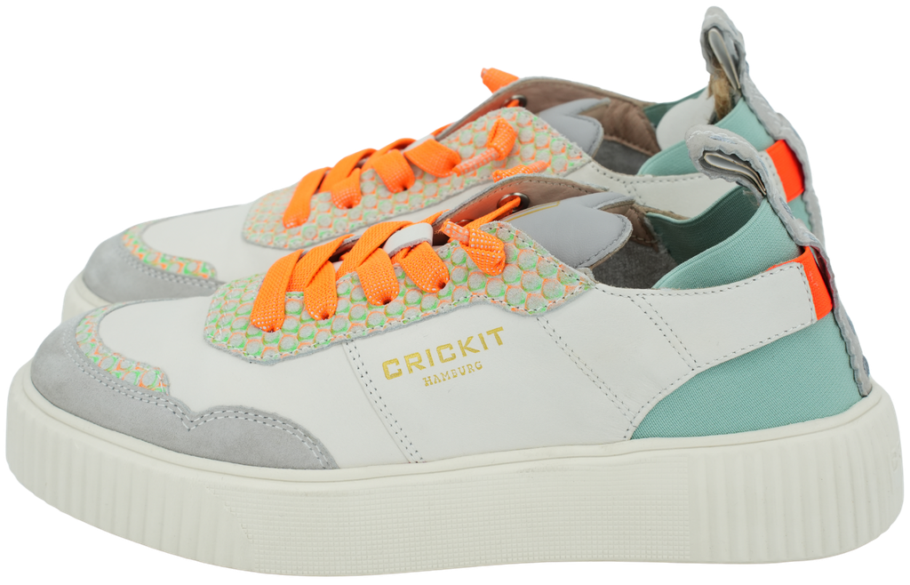 CRICKIT - MUNTGROENE "MAURA" SNEAKERS MET FLUORANJE VETERS